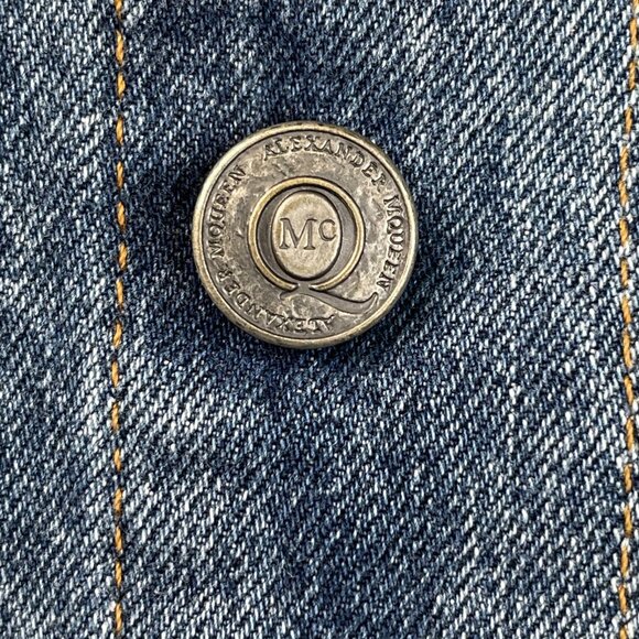 Alexander McQueen Denim Trucker Jacket Plaid Sleeves Womens 52 XL US NEW - Picture 10 of 15